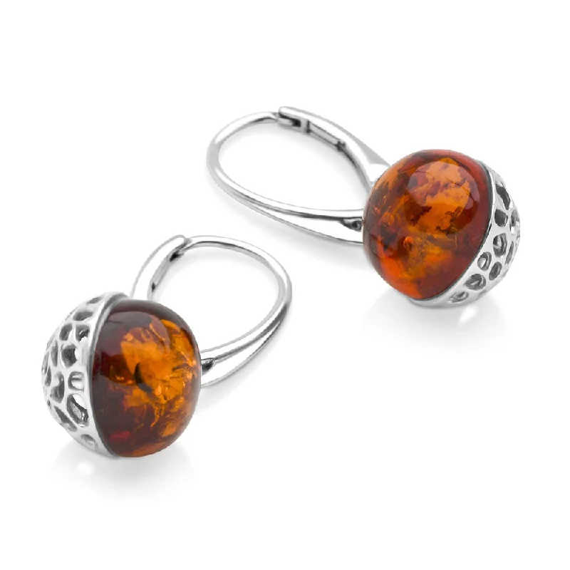 Wave design earrings-Flame Orb Earrings