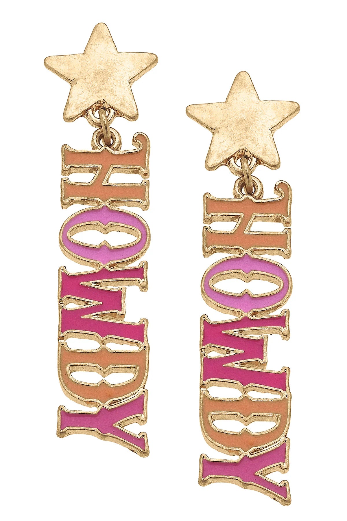 Morganite earrings-Howdy Star Enamel Earrings in Multi