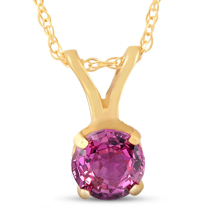 Flexible thread necklaces-1/2ct Ruby Solitaire Pendant 14K Yellow Gold