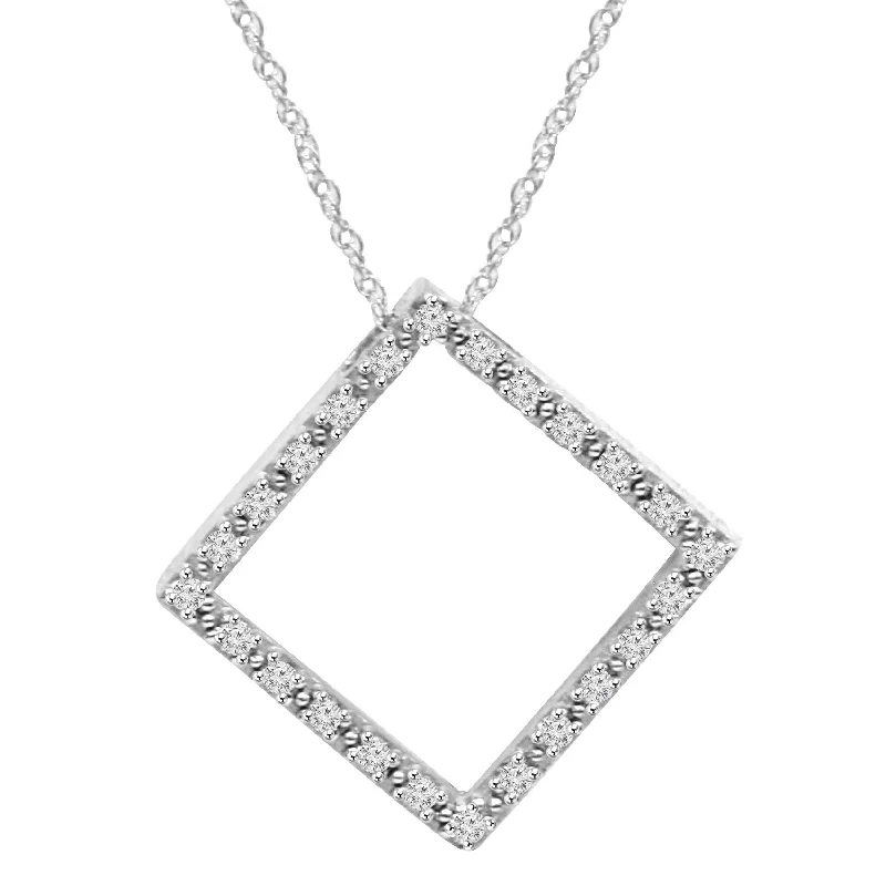 Chic art necklaces-1/4CT Diamond Pendant 10K White Gold 7/8" Tall