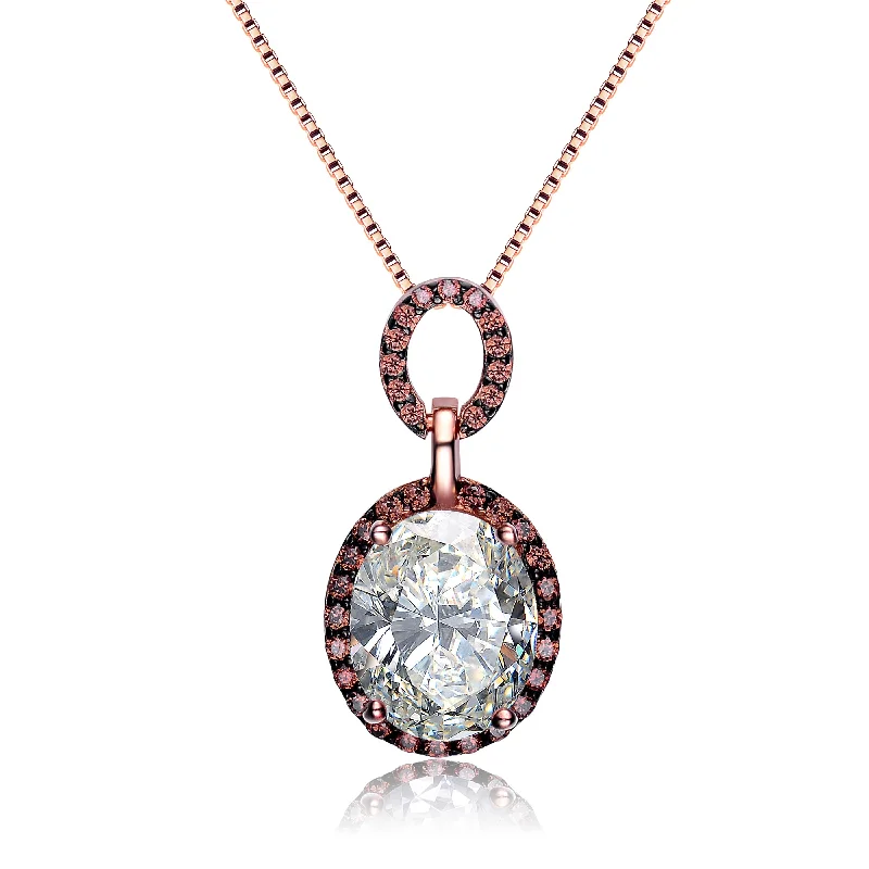 Vivid stone necklaces-Sterling Silver Rose Gold Pendant