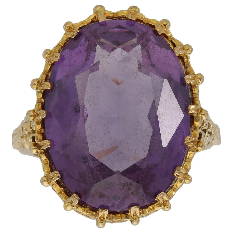 Tiny dot rings-9ct Gold Amethyst Single Stone Ring Size M