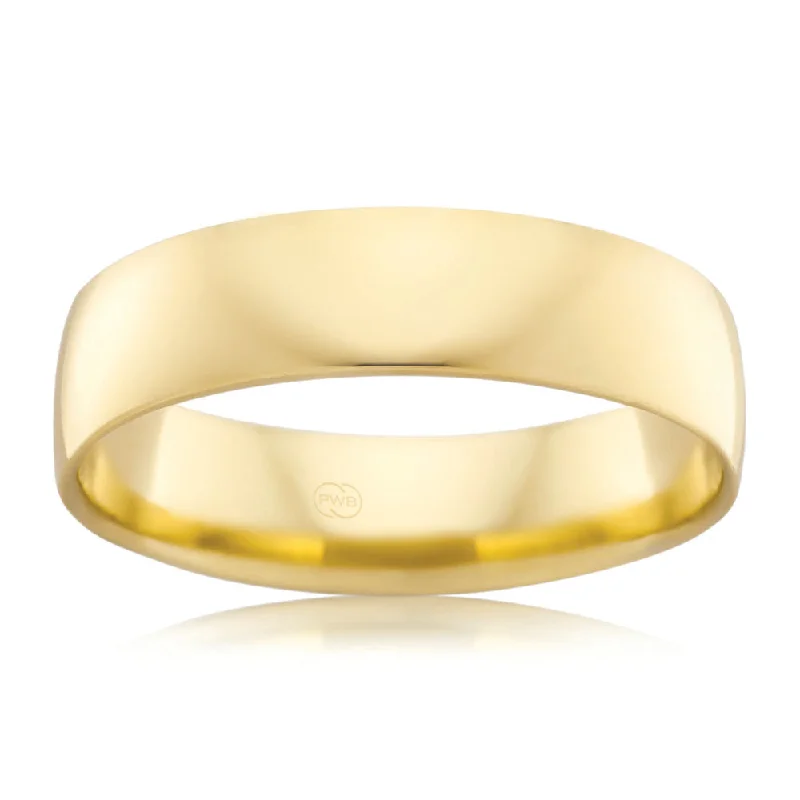 Wide band rings-9ct Yellow Gold 6mm Crescent Ring. Size W