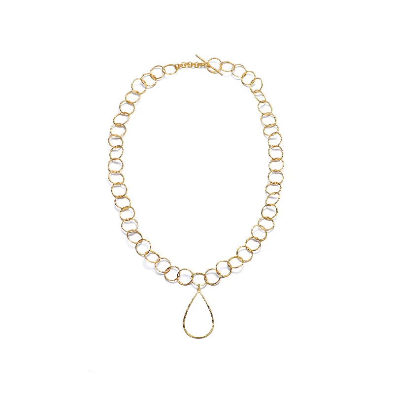 Pure crystal necklaces-GENEVIVE Sterling Silver Gold Plated Cubic Zirconia Chain Necklace