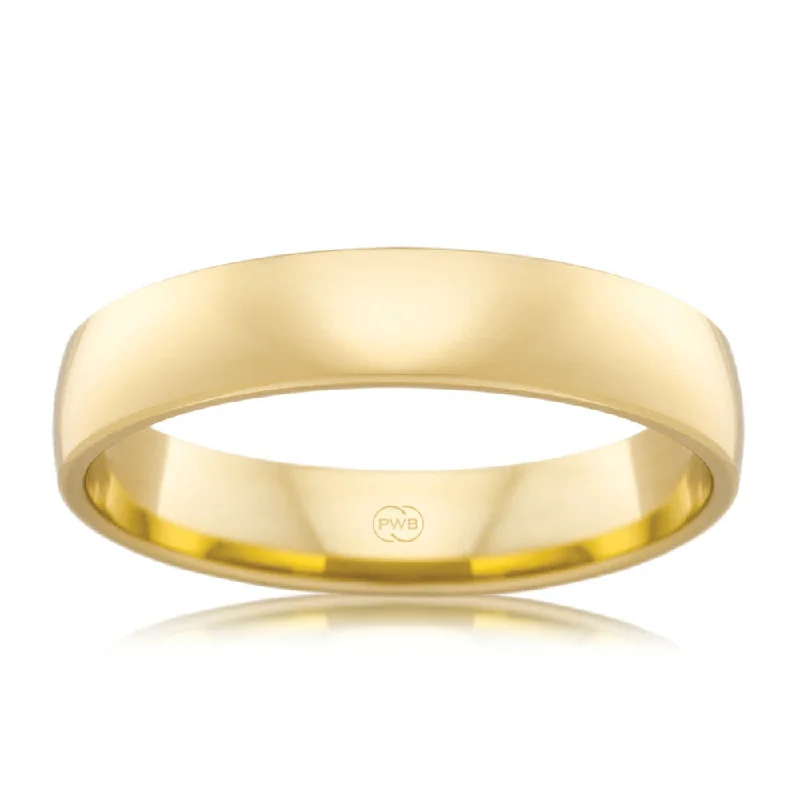 Polished name rings-9ct Yellow Gold 4.5mm Classic Barrel Ring. Size S