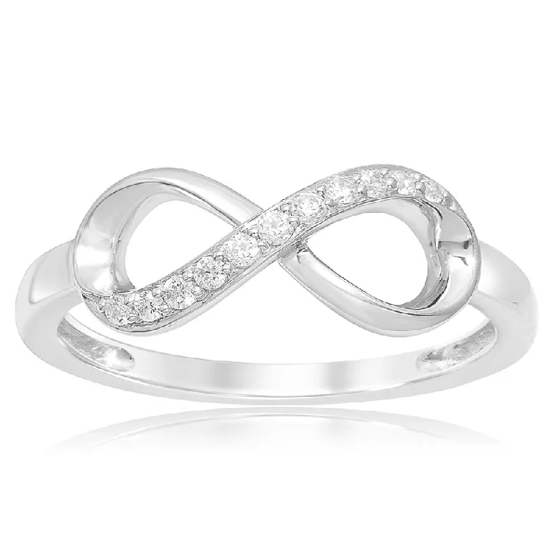 Fused metal rings-Luminesce Lab Grown Sterling Silver 0.10 Carat Diamond Infinity Ring