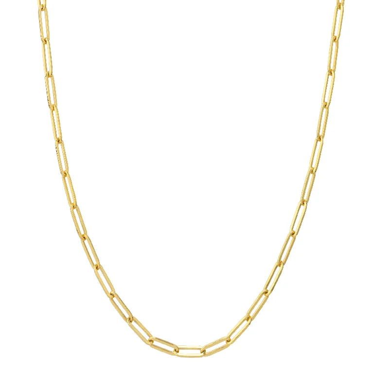 Topaz drop necklaces-14K Solid Yellow Gold 3.80Mm Paperclip Necklace - 30 Inch