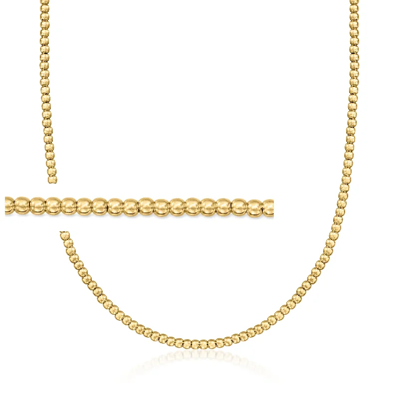 Aged medallion necklaces-RS Pure by Ross-Simons Italian 3mm 18kt Gold Vermeil Bead Necklace