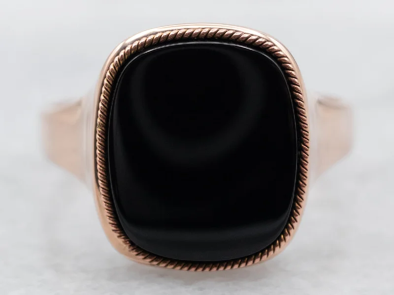 Flex open rings-Rose Gold Black Onyx Ring