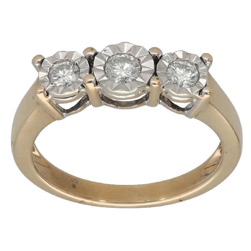 Crystal-twisted rings-9ct Gold 0.25ct Diamond Trilogy Ring Size M