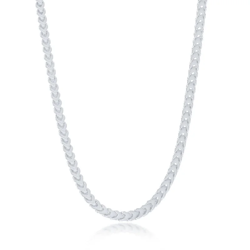 Sleek choker necklaces-Diamond cut Franco Chain 3mm Sterling Silver 18" Necklace