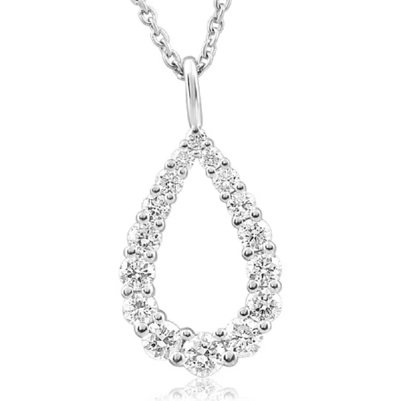 Guardian eye necklaces-1/2Ct Pear Shape Lab Grown Diamond Pendant 10k White or Yellow Gold Necklace