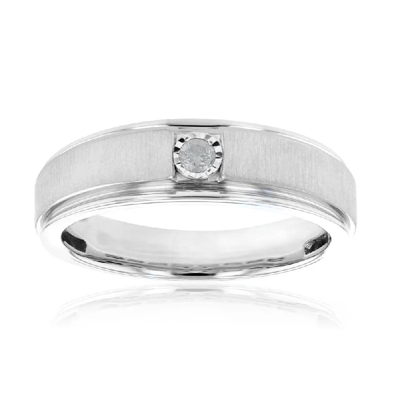 Vivid diamond rings-1 Diamond Gents Ring in Sterling Silver