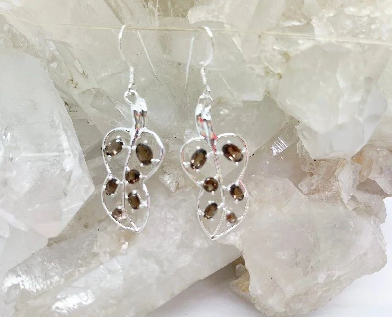 Aged medallion earrings-Smokey Quartz Sterling Silver Earrings $110