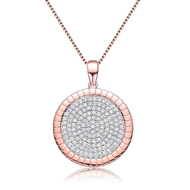 Luxe diamond necklaces-Rose Gold Plated Clear Cubic Zirconia Round Shaped Pendant Necklace