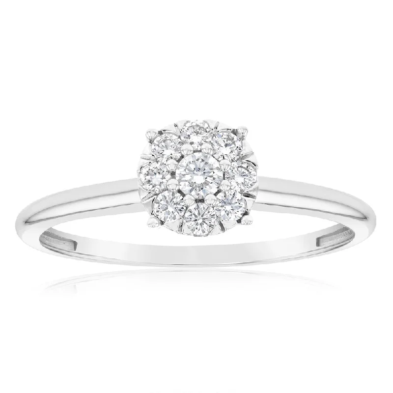 Layered design rings-Luminesce Lab Grown 9ct White Gold 0.30 Carat Diamond Cluster Dress Ring