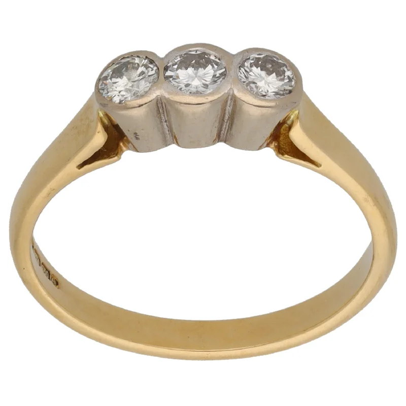 Old flair rings-18ct Gold 0.36ct Diamond Trilogy Ring Size N