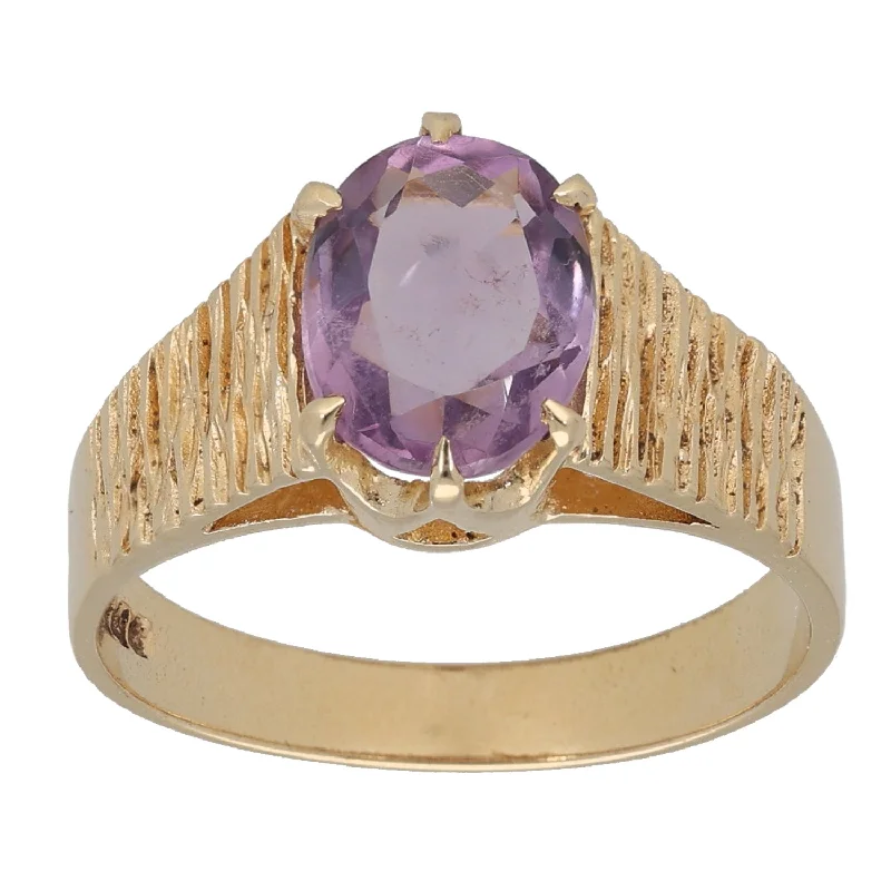 Old lock rings-9ct Gold Amethyst Single Stone Ring Size O