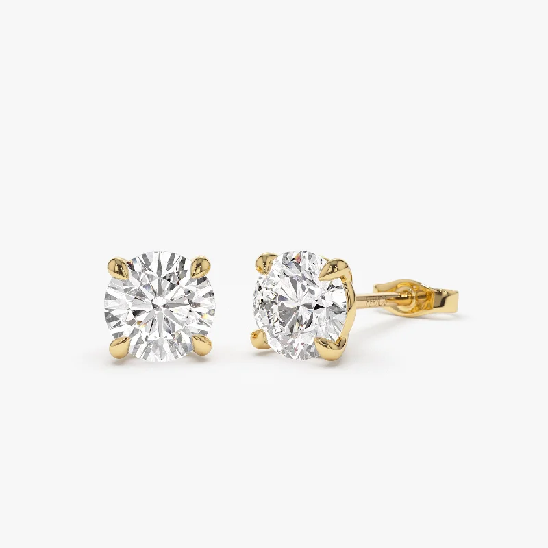 Gloss finish earrings-1.50 ctw 14k Classic Four Prong Round Lab Grown Diamond Studs - Riley