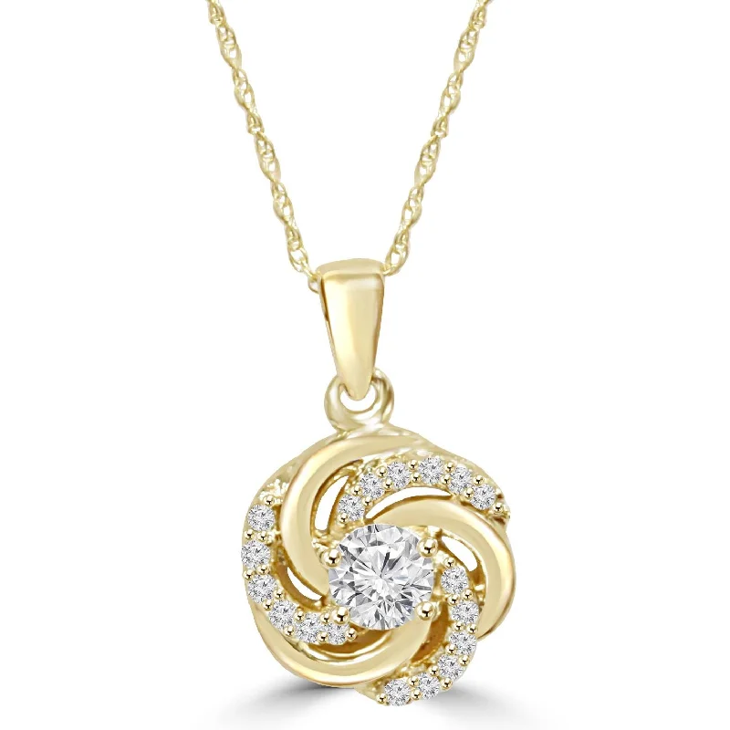 Deer charm necklaces-1/2CT Diamond Vintage Circle Braided Pendant 14K Yellow Gold