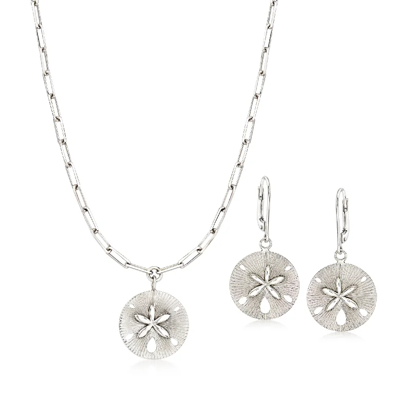 Old style necklaces-Ross-Simons Sterling Silver Sand Dollar Jewelry Set: Drop Earrings and Necklace