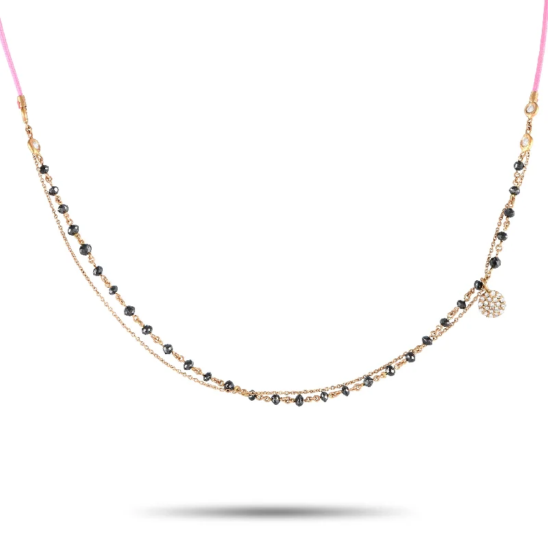 Large gem necklaces-Aaron Basha 18K Rose Gold 1.30ct Black Diamond Necklace AB12-111424