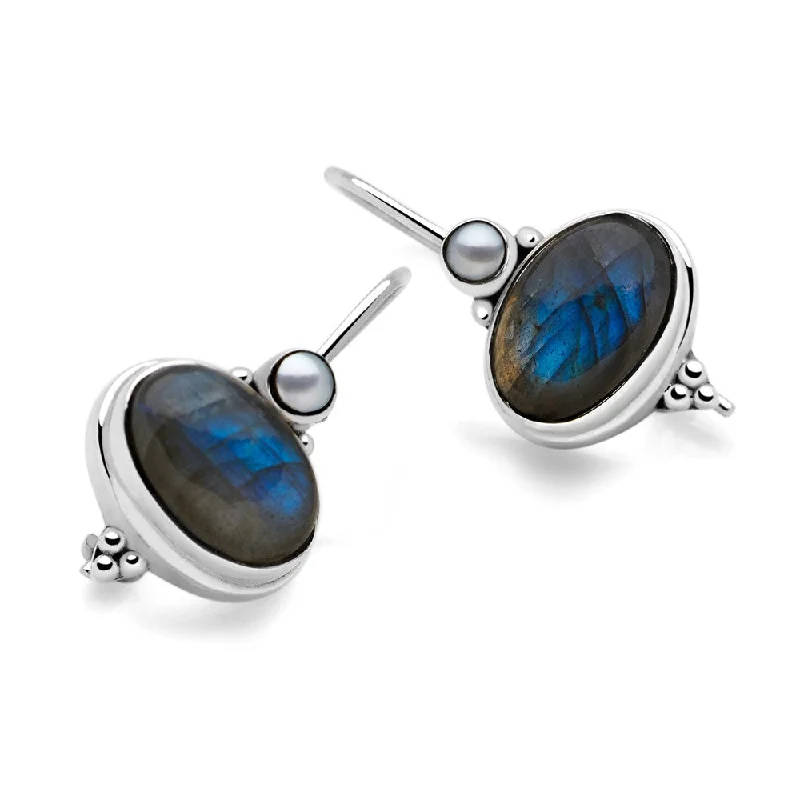 Smooth art earrings-Ocean Depths Earrings (Labradorite)