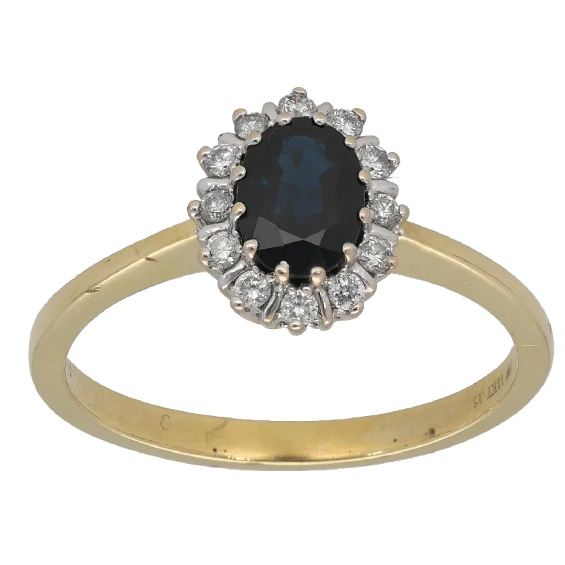 Thin rose rings-18ct Gold Sapphire & 0.12ct Diamond Dress/Cocktail Ring Size R