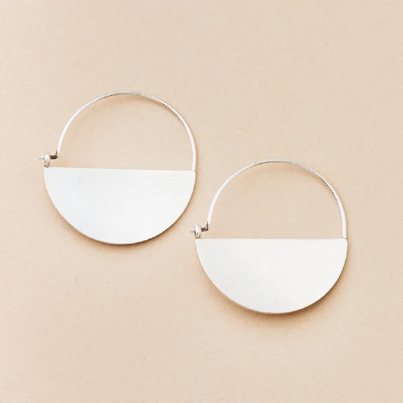 Light drop earrings-Refined Earring Collection - Lunar Hoop/Sterling Silver