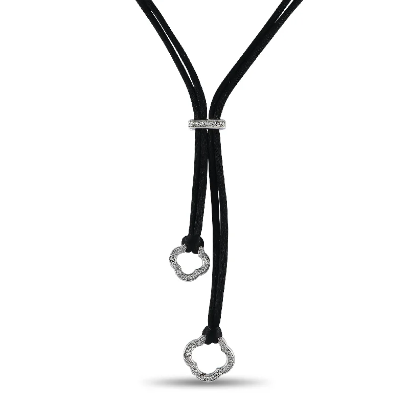 Raised bar necklaces-Aaron Basha 18K White Gold 0.60ct Diamond Silk Cord Necklace AB16-111124