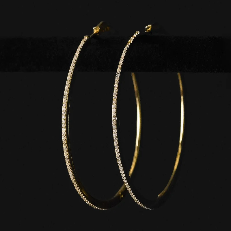 Bright bead earrings-Earrings - CZ Hoops w/ Locking System - The "Caroline"