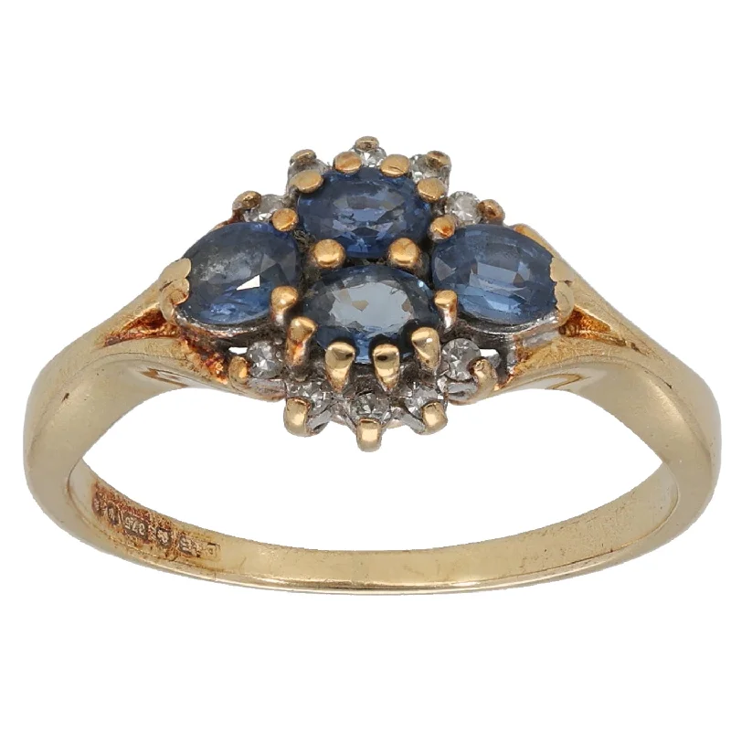 Twisted motif rings-9ct Gold Sapphire & 0.05ct Diamond Dress/Cocktail Ring Size L