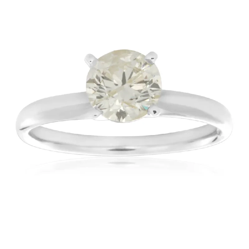 Sky theme rings-14ct White Gold Solitaire Ring With 1 Carat Brilliant Cut 4 Claw Set Diamond