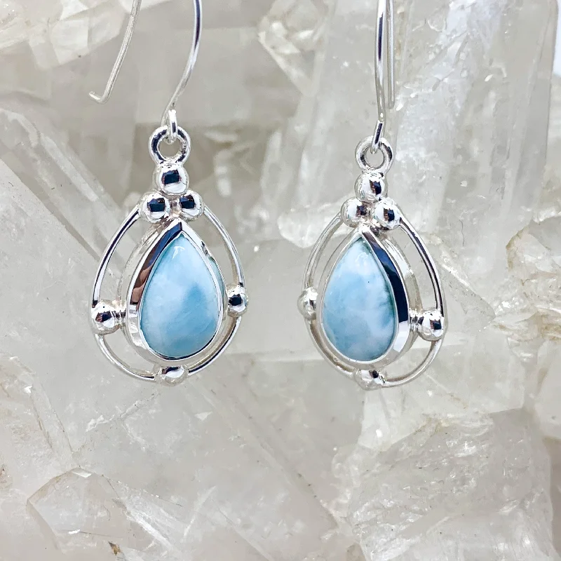 Fern hoop earrings-Larimar Sterling Silver Earrings $100