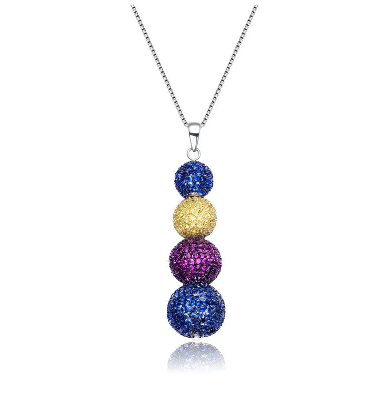 Secure clasp necklaces-Sterling Silver Multi Cubic Zirconia Stacked Necklace