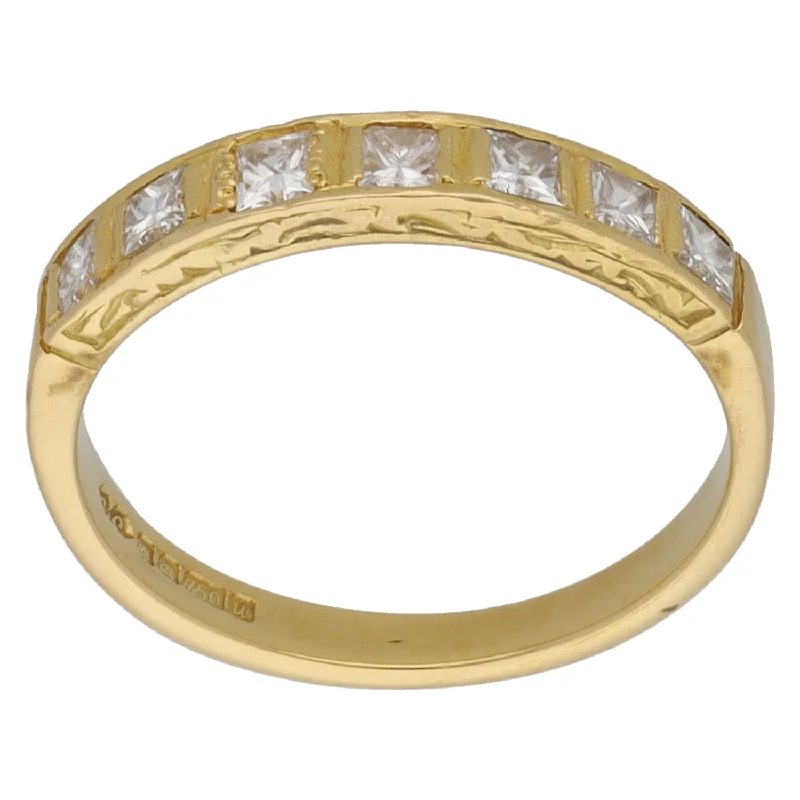 Love charm rings-18ct Gold 0.70ct Diamond Half Eternity Ring Size N