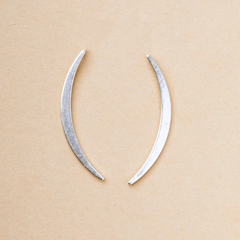 Clear bar earrings-Refined Earring Collection - Gibbous Slice Stud/Sterling Silver