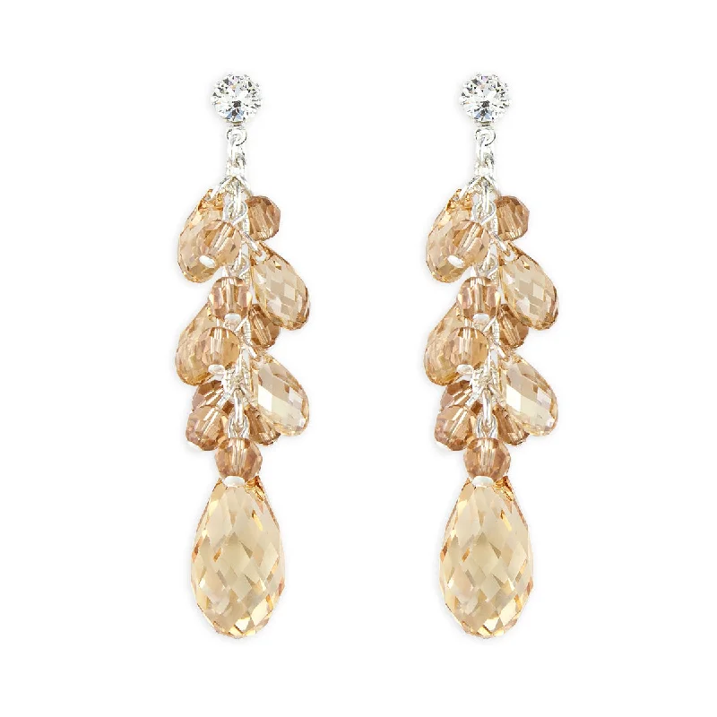 Wave drop earrings-Clustered Briolette Drop Earrings