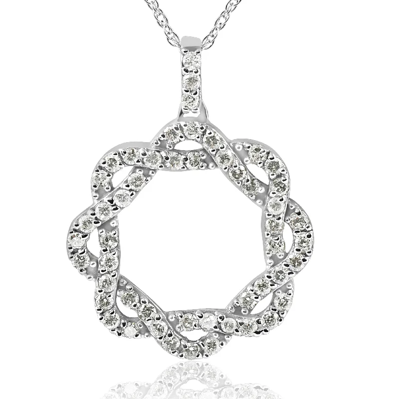 Sky sign necklaces-1ct Vintage Diamond Infinity Intertwined Circle Pendant 14K White Gold (I-J,I2-I3)