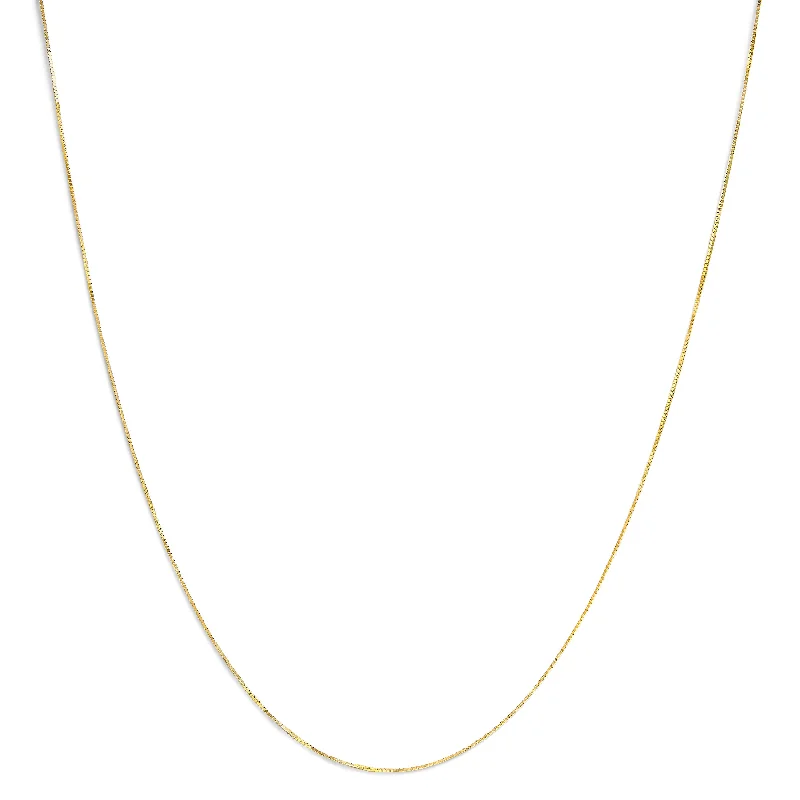 Lapis stone necklaces-Unisex Solid 14K Gold 0.75mm Classic Box Chain Necklace