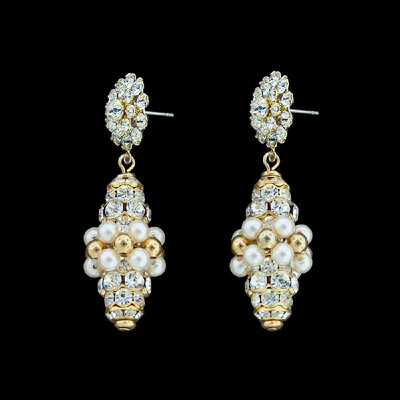 Vivid gem earrings-Crystal Encrusted Drop Earrings