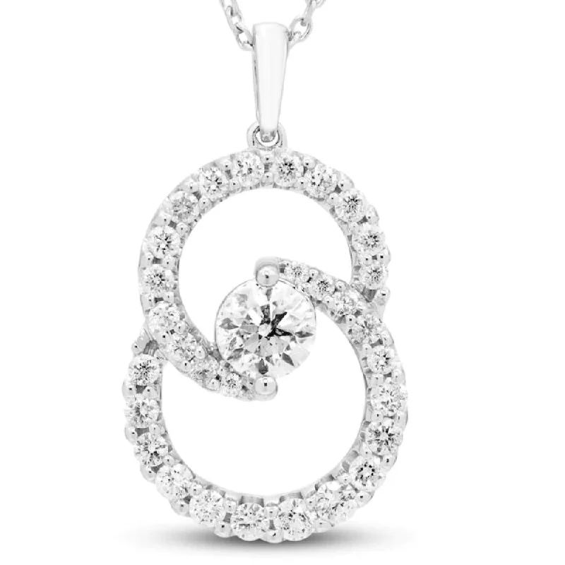 Surf wave necklaces-1Ct T.W. Circled By Love Diamond Pendant 10k White Gold Women's Necklace