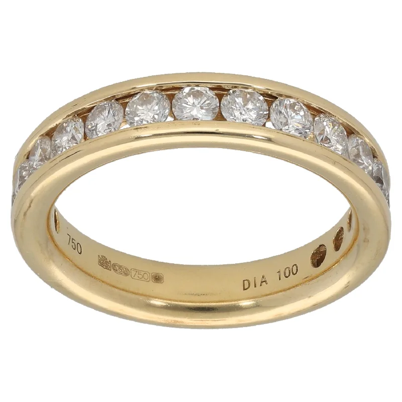 Morganite cut rings-18ct Gold 1.00ct Diamond Half Eternity Ring Size L