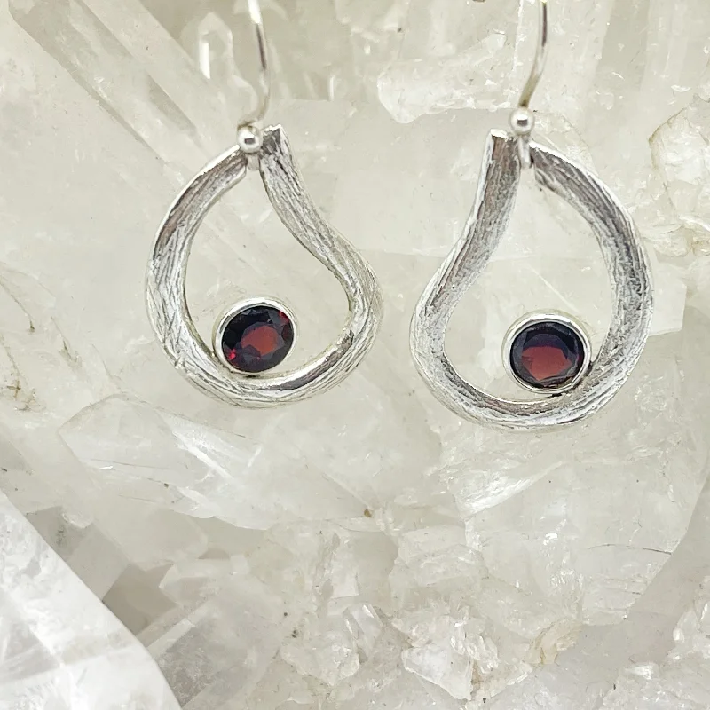 Nomad feather earrings-Faceted Garnet Sterling Silver Earrings $110