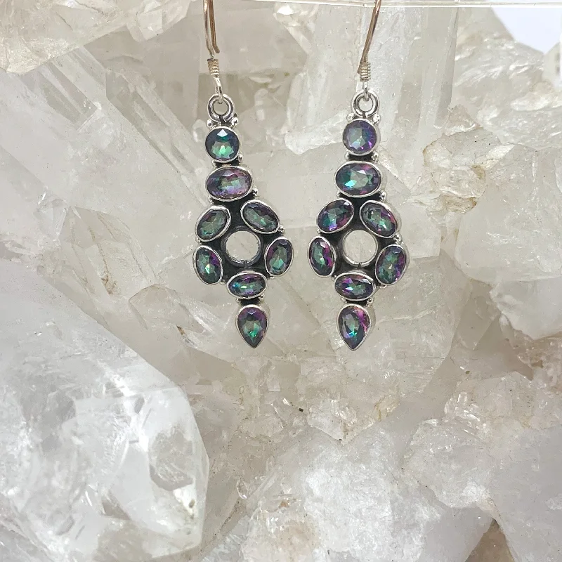 Nine-tier earrings-Mystic Topaz Sterling Silver Earrings $120