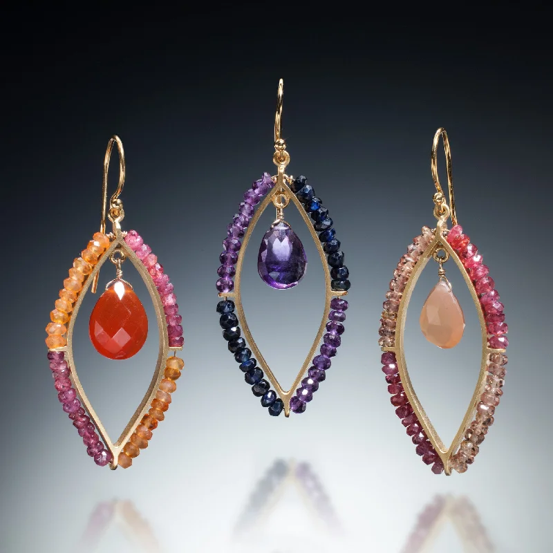 Thick tier earrings-Gemstone Marquis Earrings (gold)