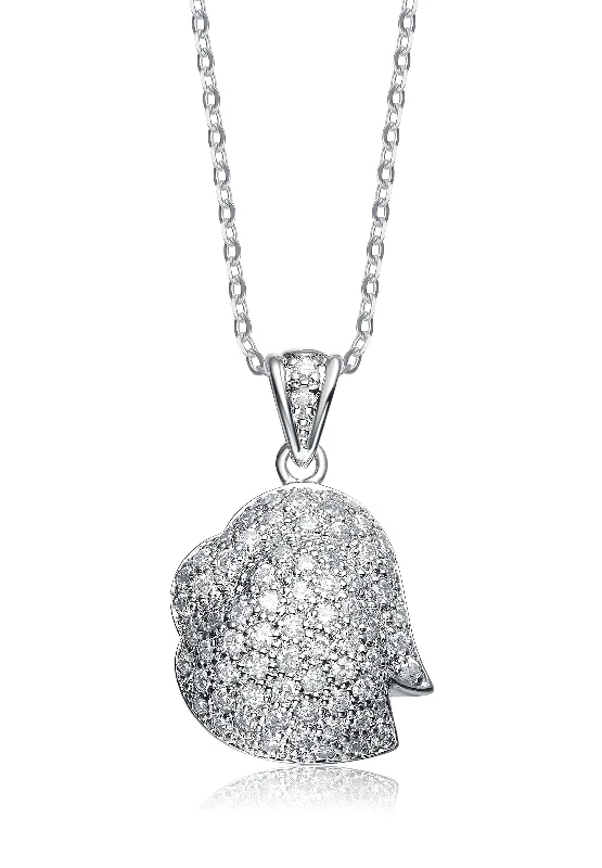 Layered chain necklaces-Sterling Silver Cubic Zirconia Dangling Pendant Necklace