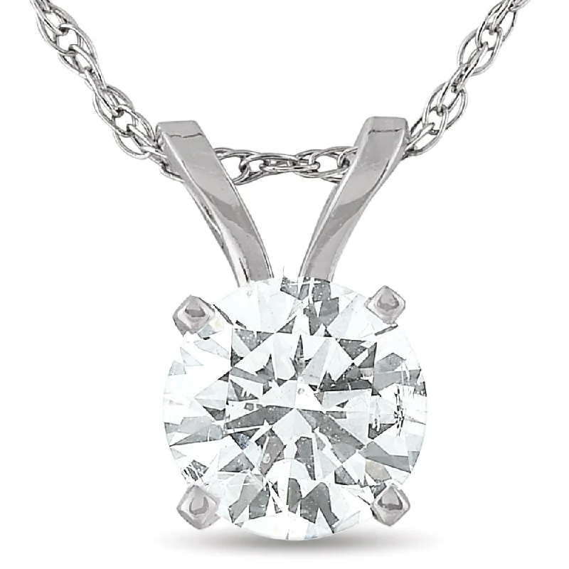 Old style necklaces-1/2 Carat Solitaire Lab Grown Diamond Pendant 14K White Gold