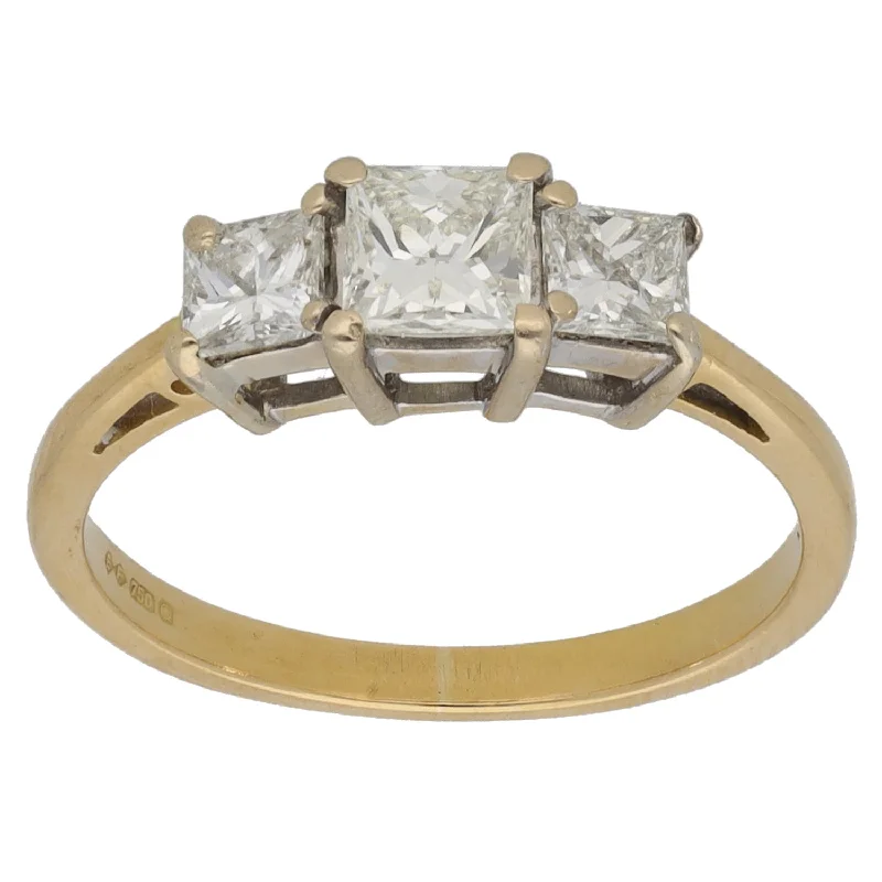 Pure crystal rings-18ct Gold 0.96ct Diamond Trilogy Ring Size L