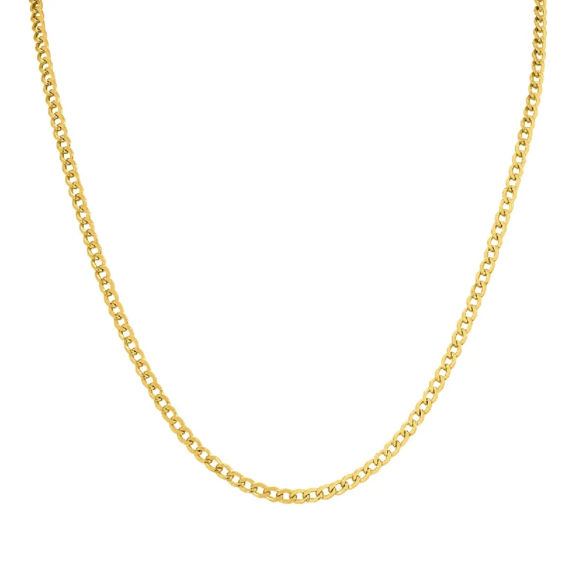 Broad weave necklaces-14K Yellow Gold Filled 3.3Mm Curb Link Chain With Lobster Clasp - 18 Inch